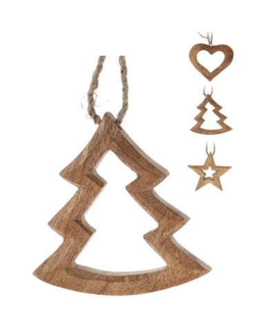 Weihnachts-Anhänger Mangoholz 10Cm - Sortiert