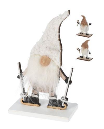 Accessorio Natalizio Gnomo In Legno E Feltro 10Cm