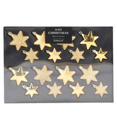 Weihnachtskugeln Aus Plastik Goldene Sterne 16 Stücke 5/6Cm 