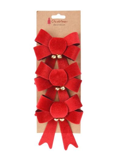 Déco Natalizia Fiocchi Rossi 3 Pezzi 10X13Cm 