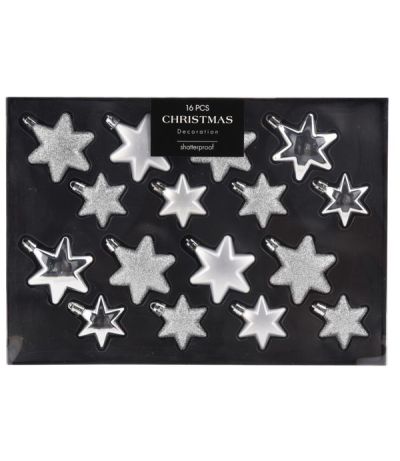 Weihnachtskugeln Aus Plastik Silberne Sterne 16 Stücke 5/6Cm 