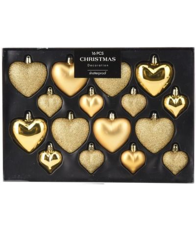 Weihnachtskugeln Aus Plastik Goldenes Herz 16 Stücke 4/6Cm 