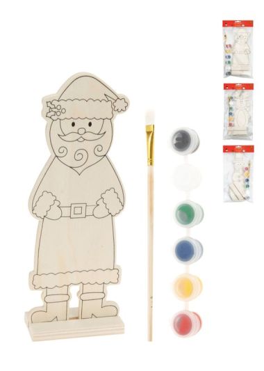 Kreativer Kraft-Weihnachtsartikel Holz-Dekoset 8X23Cm - Sortiert