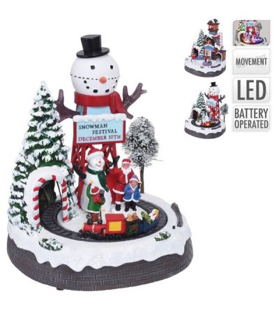 Village De Noël Avec Lumière Led Et Mouvement 29Cm - Assortis