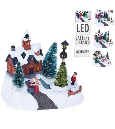 Village De Noël Avec Lumière Led 20X17Cm - Assortis