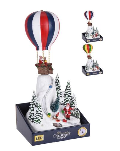 Villaggio Natalizio Mongolfiera Con Luce Led 17X35Cm - Assortito