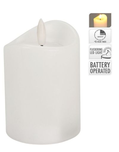 Candela Natalizia Con Luce Led Bianca 7X10Cm