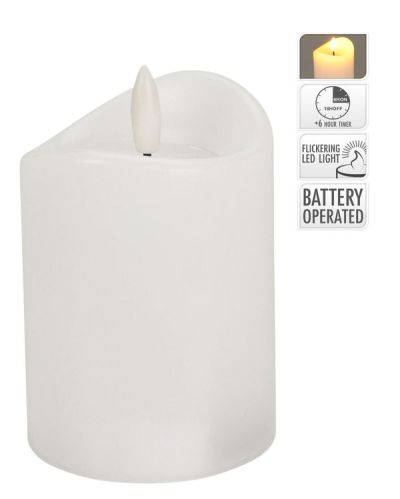 Candela Natalizia Con Luce Led Bianca 7X15Cm