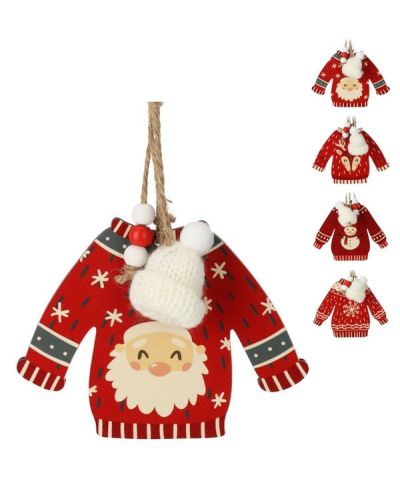 Weihnachtsanhänger Holzpulli 20Cm - Sortiert