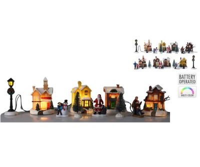 Villaggio Natalizio 10 Pezzi Con Luci Led - Assortito