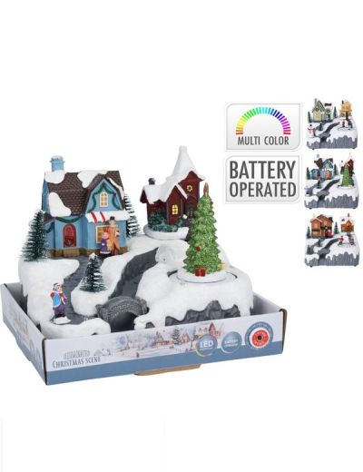 Villaggio Natalizio Con Luce Led 20X15Cm - Assortito