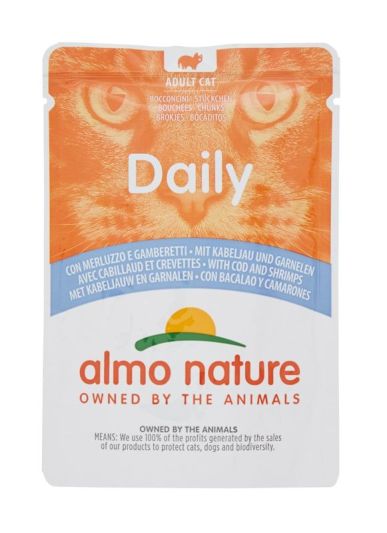 ALMON NATURE DAILY Aliments Humides Morue Et Crevettes 70G