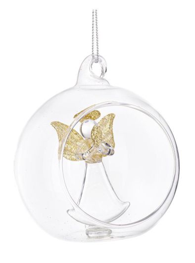 Weihnachtskugel Engel Glas 8cm