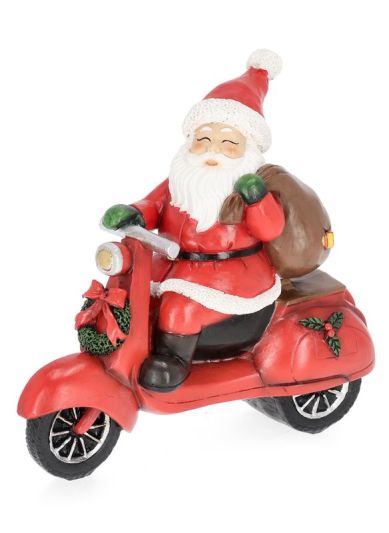 Weihnachtsdekoration jaime weihnachtsmann mit motorrad Polyresin 19.5x18.5cm