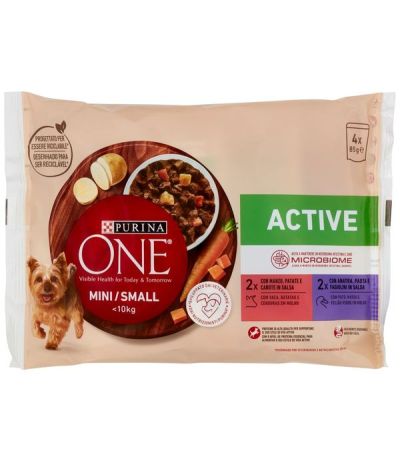 PURINA ONE Small Adult Aliments Humides Bœuf Et Canard 4X85G