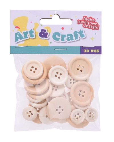 Hobby Set Bottoni In Legno 30 Pezzi 