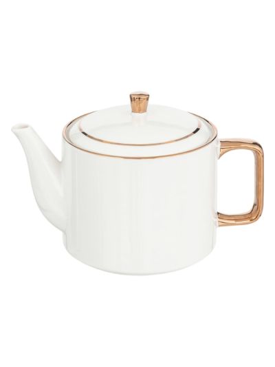 Teiera Arya In Ceramica Bianca Con Dettagli Dorati 1.2L