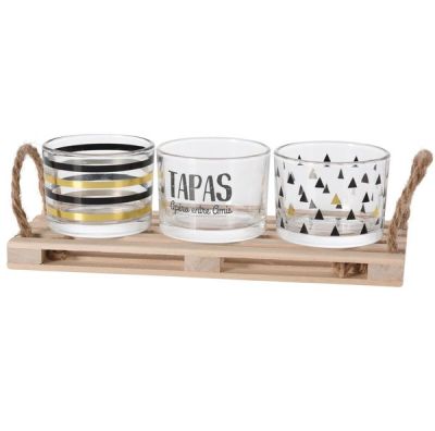 Aperitif-Set Mit 3 Glasbechern Und Tablett 