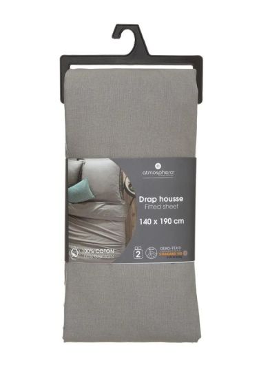 Copri Materasso Letto Matrimoniale Monocolore Grigio 140X190Cm