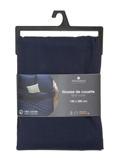 Copri Piumino Letto Singolo Monocolore Blu Inchiostro 140X200Cm