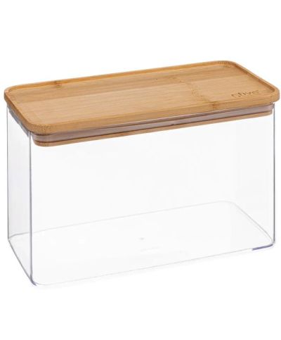 Organizer Cucina In Plastica Con Tappo In Bamboo Eske Rettangolare 2L