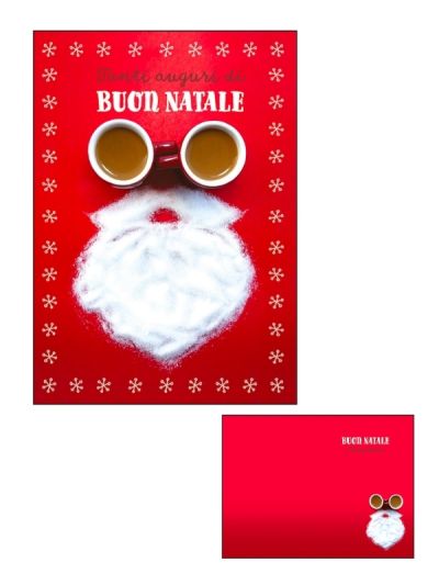 Frohe-Weihnachts-Karte Mit Holografischer Folie Weihnachtsmann Kaffee