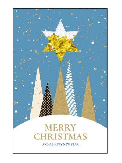 Frohe-Weihnachts-Karte Mit Pailletten Landschaft