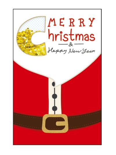 Frohe-Weihnachts-Karte Mit Pailletten Weihnachtsmann