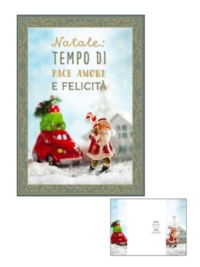 Frohe-Weihnachts-Karte Mit Folie Gold Weihnachtsmann