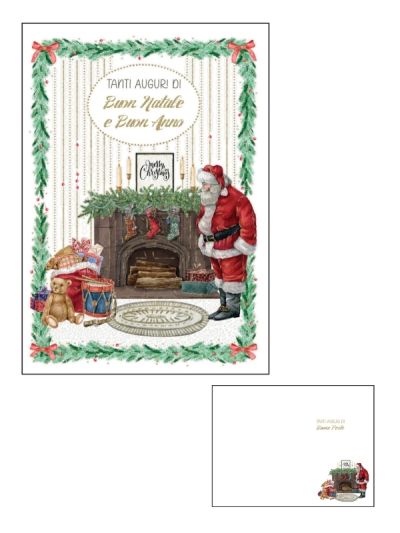 Frohe-Weihnachts-Karte Mit Goldfolie Und Prägung Kamin