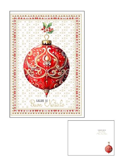 Frohe-Weihnachts-Karte Mit Goldfolie Und Prägung Goldene Und Rote Kugel