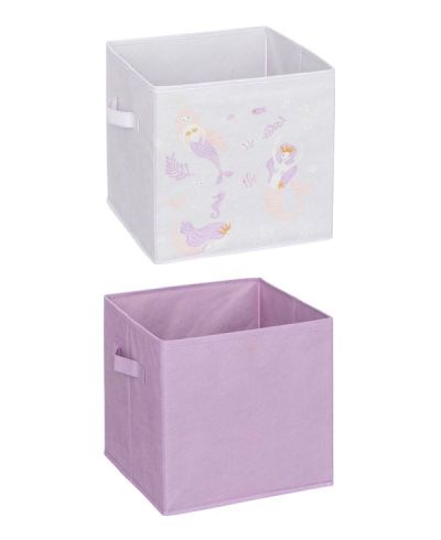 Set De 2 Coffres À Jouets En Tissu Sur Le Thème Des Sirènes 29X29Cm