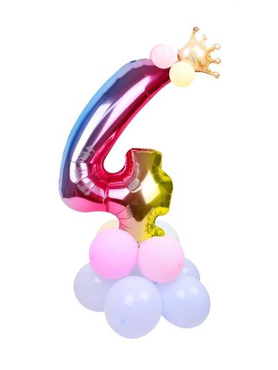 Composizione Palloncini Di Compleanno N. 4 Rainbow 115Cm