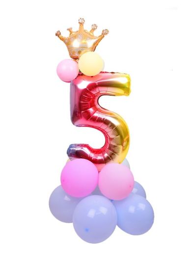 Composizione Palloncini Di Compleanno N. 5 Rainbow 115Cm