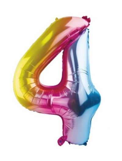 Palloncino Di Compleanno N. 4 Rainbow 110Cm