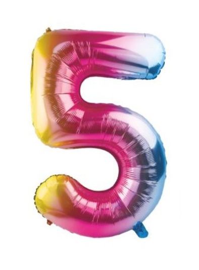 Palloncino Di Compleanno N. 5 Rainbow 110Cm