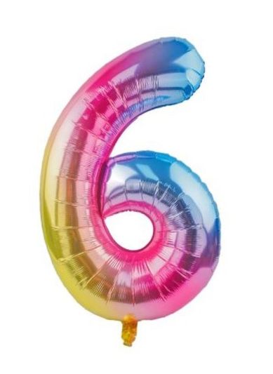 Palloncino Di Compleanno N. 6 Rainbow 110Cm