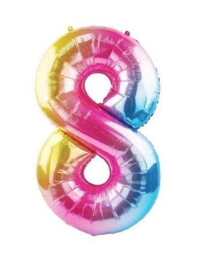 Palloncino Di Compleanno N. 8 Rainbow 110Cm