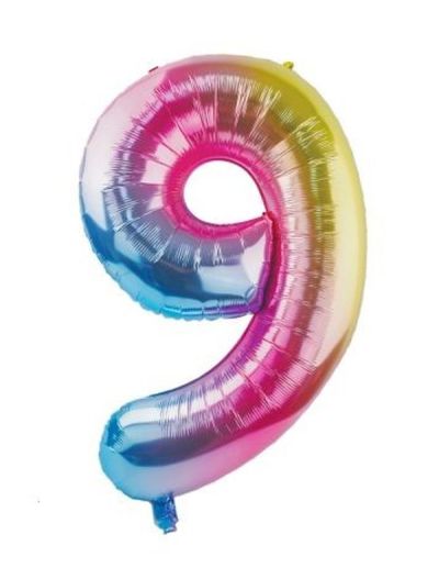 Palloncino Di Compleanno N. 9 Rainbow 110Cm