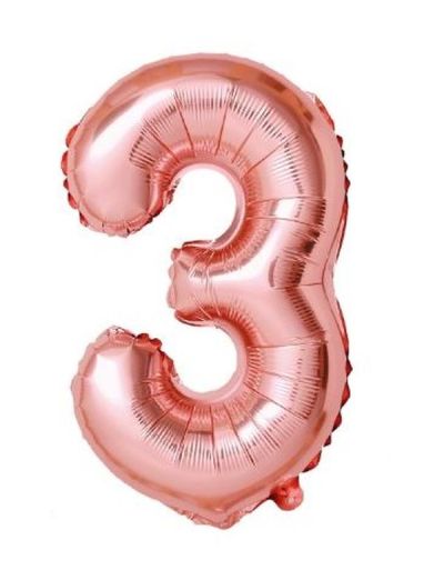 Palloncino Di Compleanno N. 3 Oro Rosa 110Cm