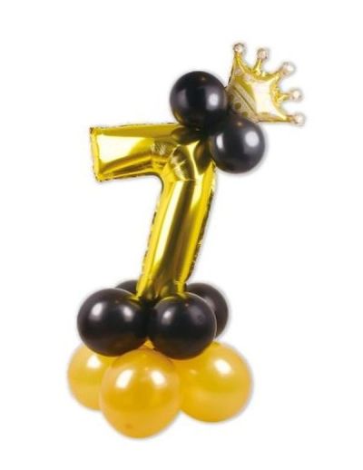 Composizione Palloncini Di Compleanno N. 7 Nero E Oro 115Cm