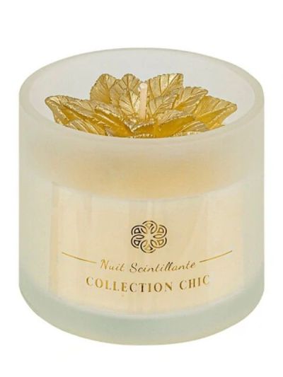 Dekorative Weihnachtskerze Gold Poinsettia 120G