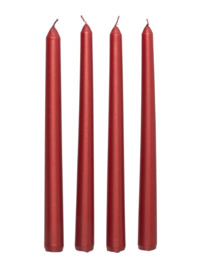Dekorative Weihnachtskerze Rot Satiniert 4 Stücke 192G