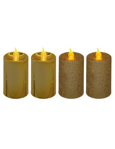 4 Candele LED Natalizie Color Oro 7.5Cm