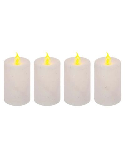 4 Candele LED Natalizie Color Bianco Glitter 7.5Cm