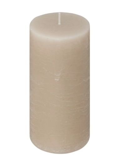Bougie Décorative Ronde Olia Couleur Taupe 6.8X14Cm