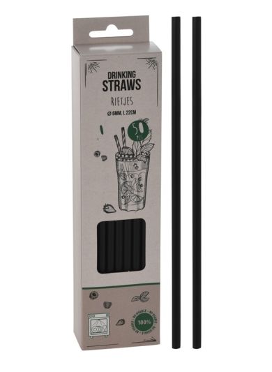 Pailles en plastique noires 50 pièces 20 cm  