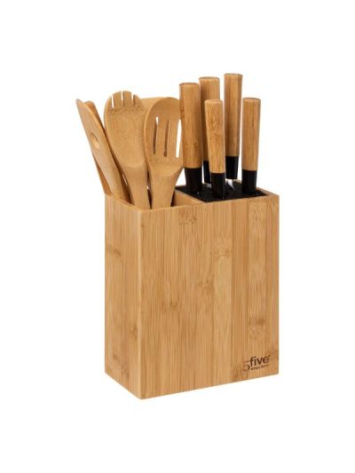 Ceppo 5 Coltelli Con 5 Utensili Blackbamboo Bambù 15x10x22,7 cm