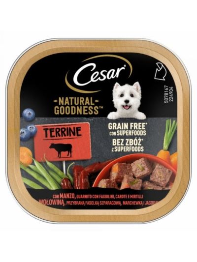 CESAR Terrine Paté Bœuf, Haricots Verts, Carottes Et Myrtilles 100G