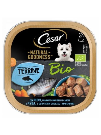 CESAR Terrine Bio Paté Poisson, Petits Pois Et Carottes 100G